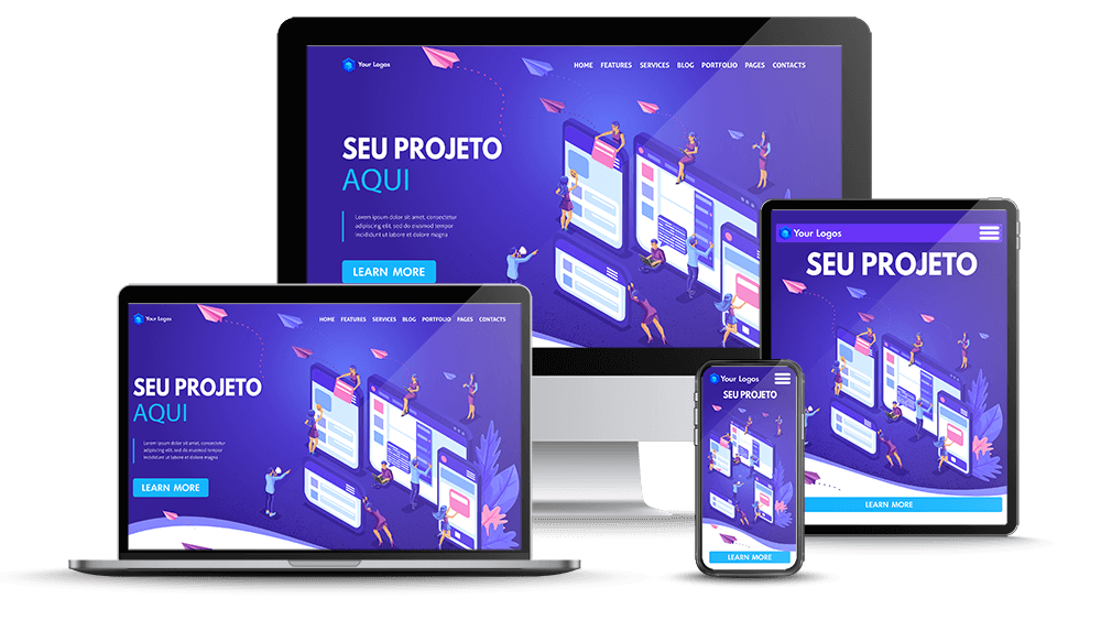 Mockup responsivo de criação de sites